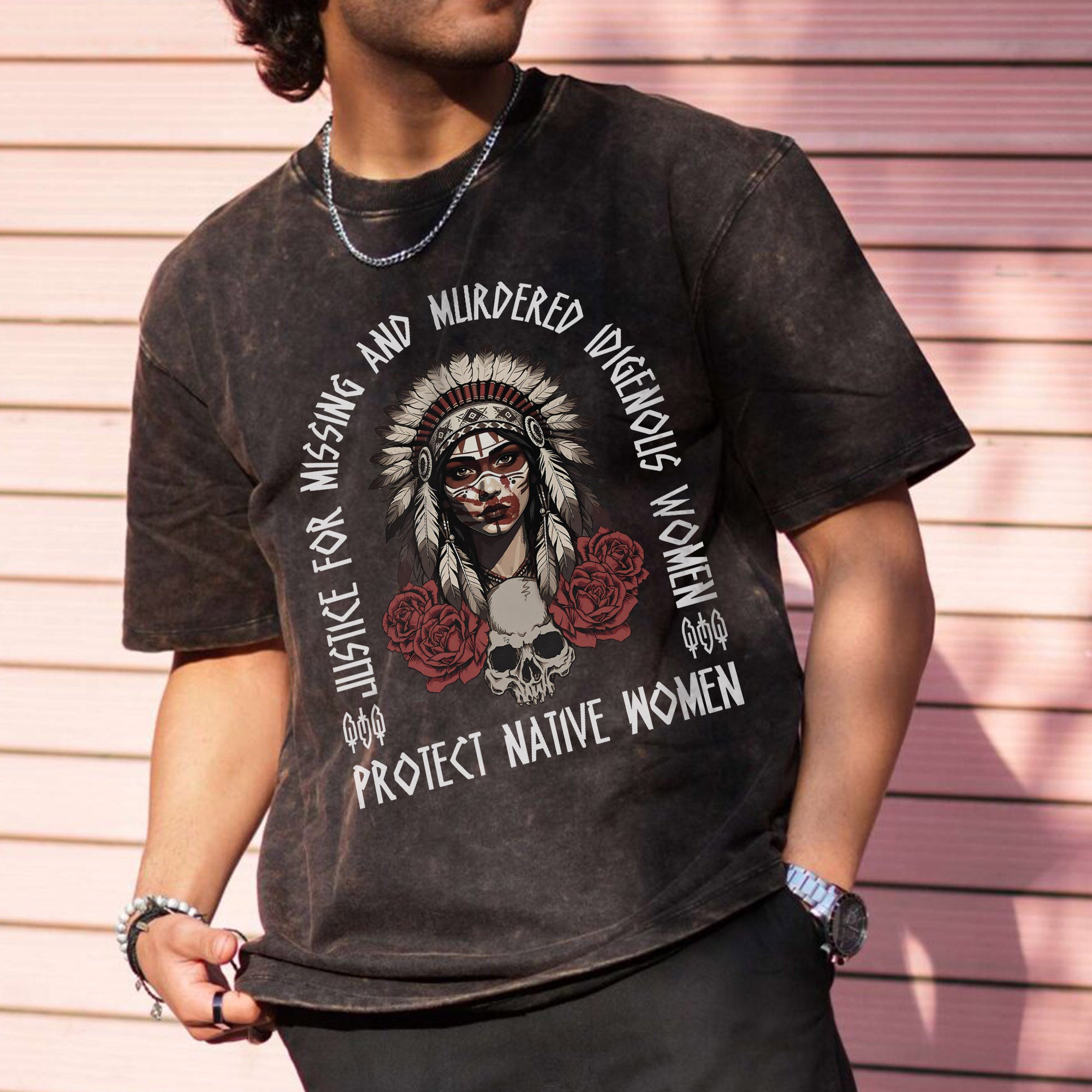 Justice For MMIW - Protect Native Women Unisex Mineral Washed T-Shirt