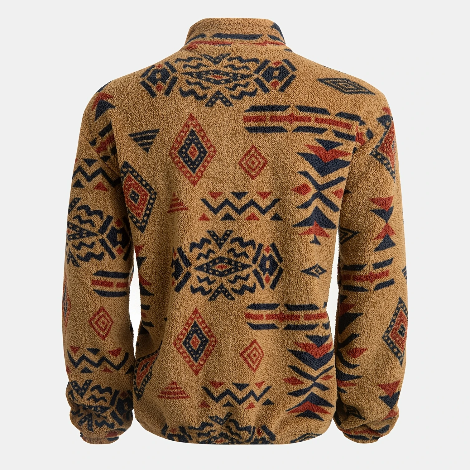 Native American Tribal Fleece Sweatshirt – Half Zip Stand Collar Pullover