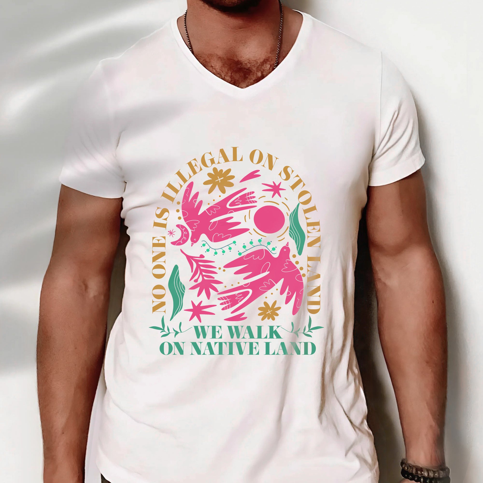 No One Is Illegal On Stolen Land. We Walk On Native Land Style 8 - One Sides Unisex T-shirt/Hoodie/Sweatshirt