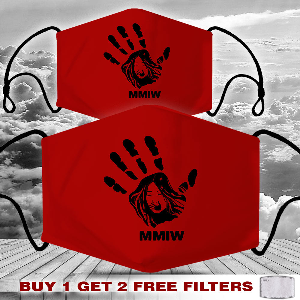 Face Mask Bandana Red Hand - Justice For Missing And Murdered Indigenous Women WC01-RED