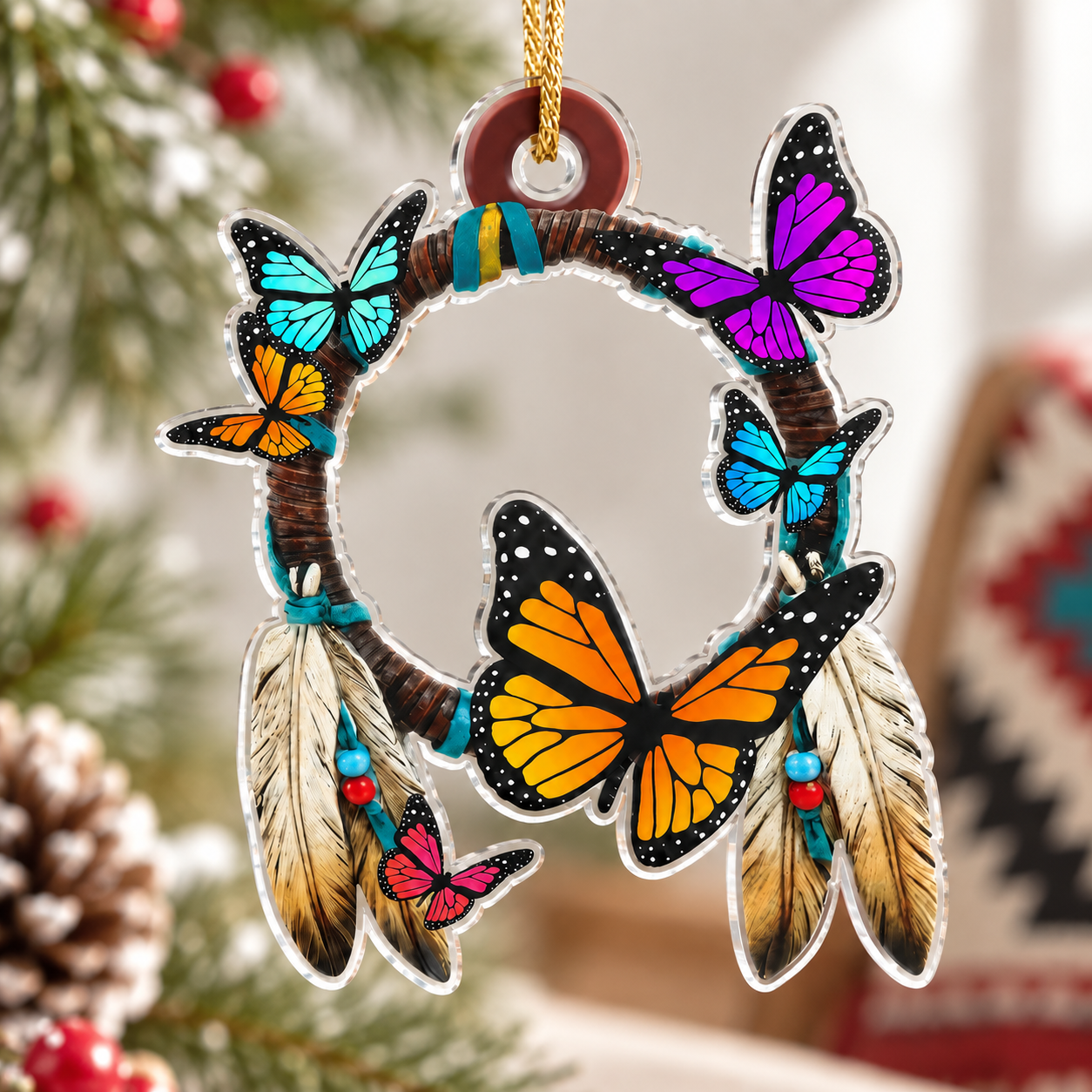 Monarch Butterfly Dreamcatcher Ornament - Unique Gift Decor Flat Acrylic