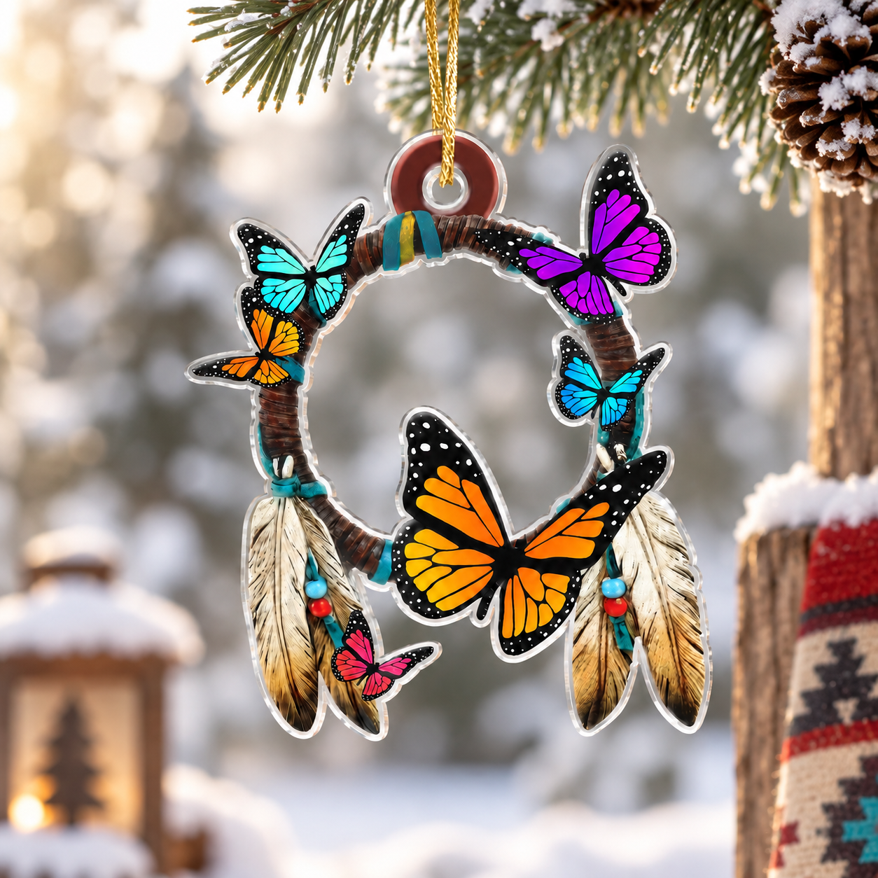 Monarch Butterfly Dreamcatcher Ornament - Unique Gift Decor Flat Acrylic