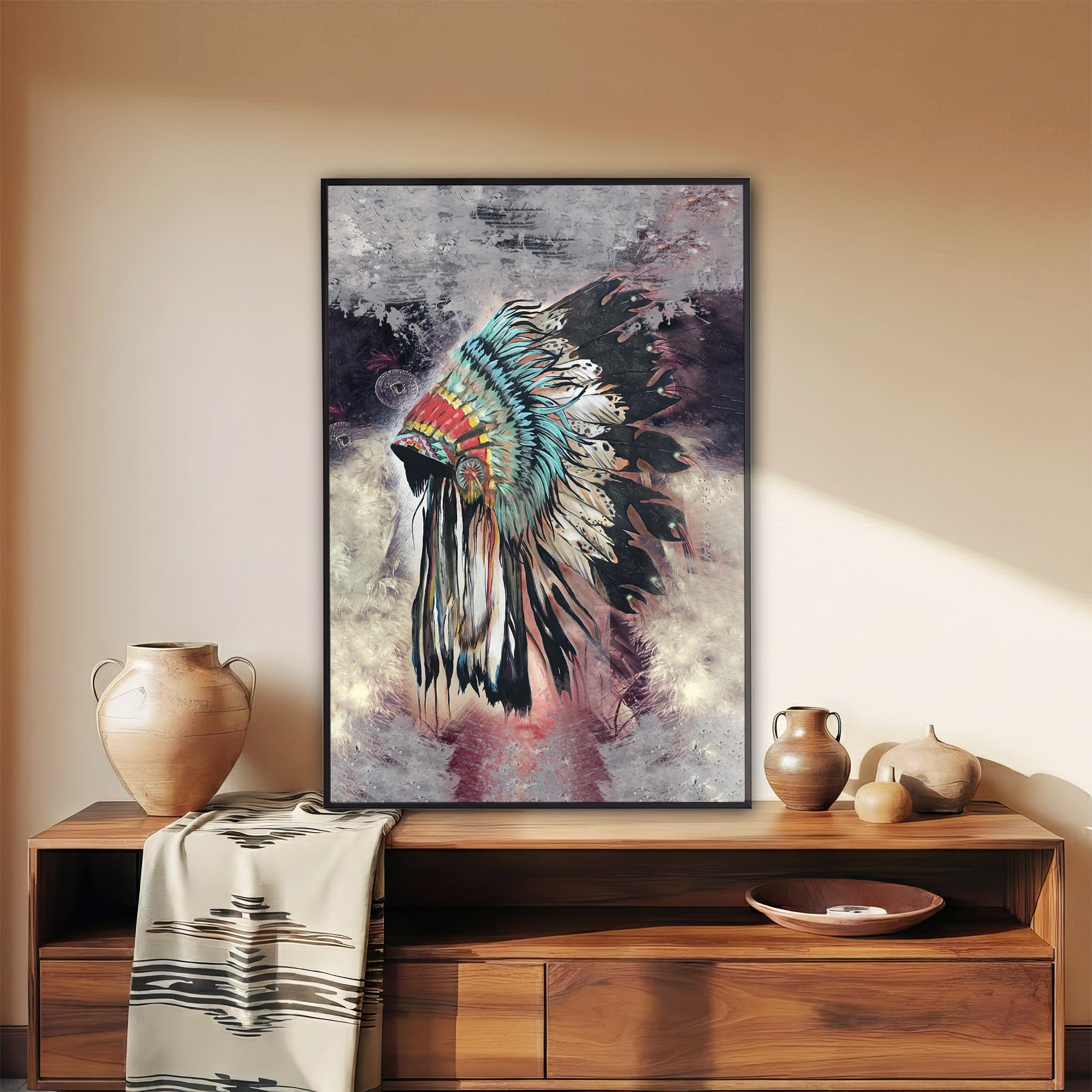The Beautiful Native Headdress Poster/Canvas