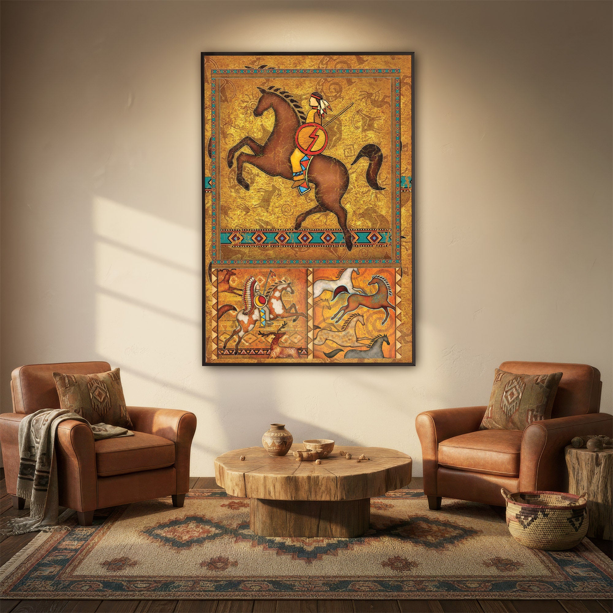 The Orange Native American Horse Poster/Canvas