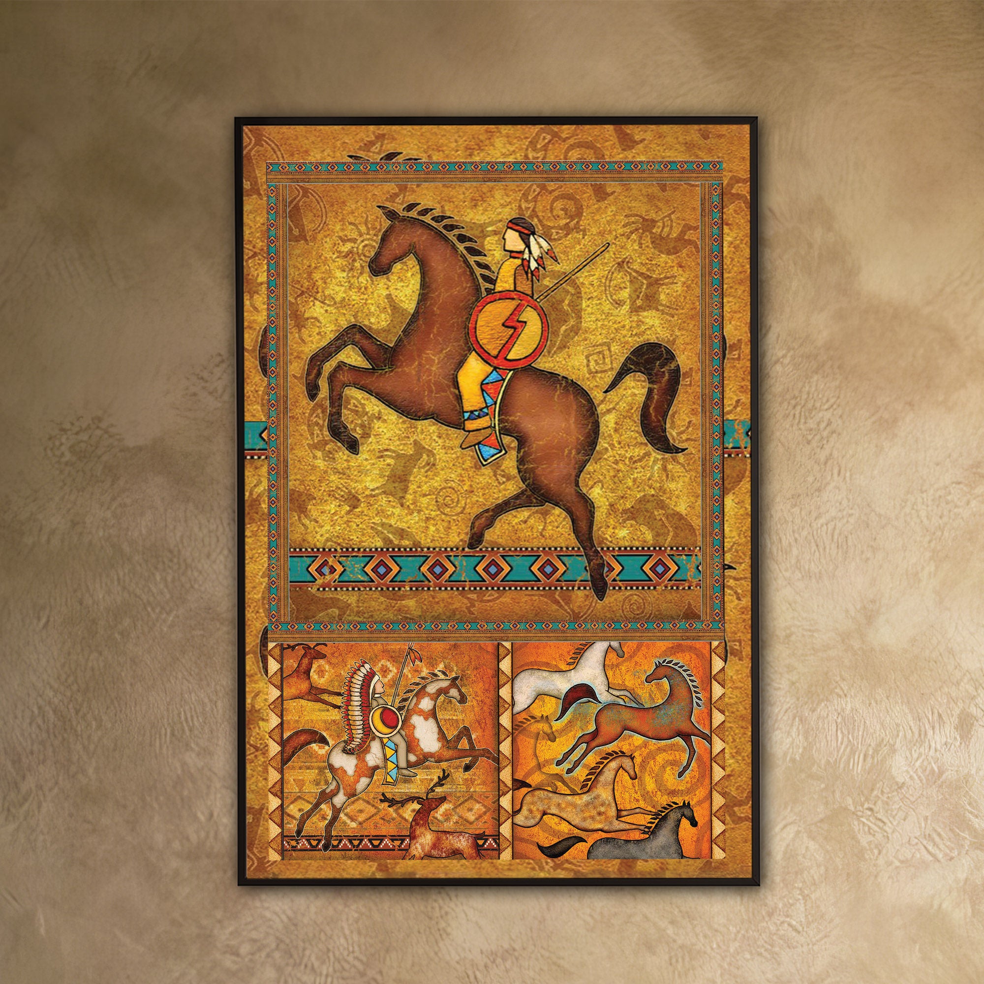 The Orange Native American Horse Poster/Canvas