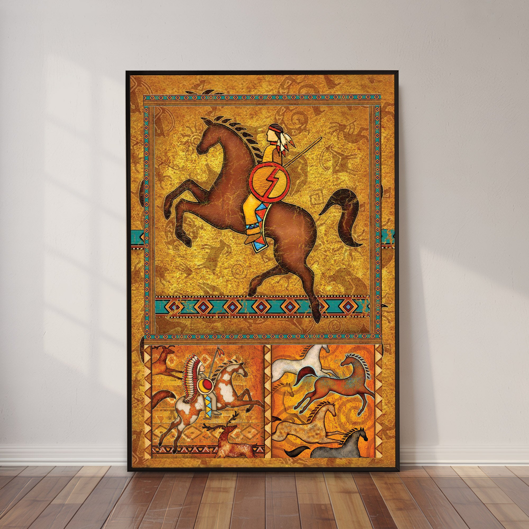 The Orange Native American Horse Poster/Canvas