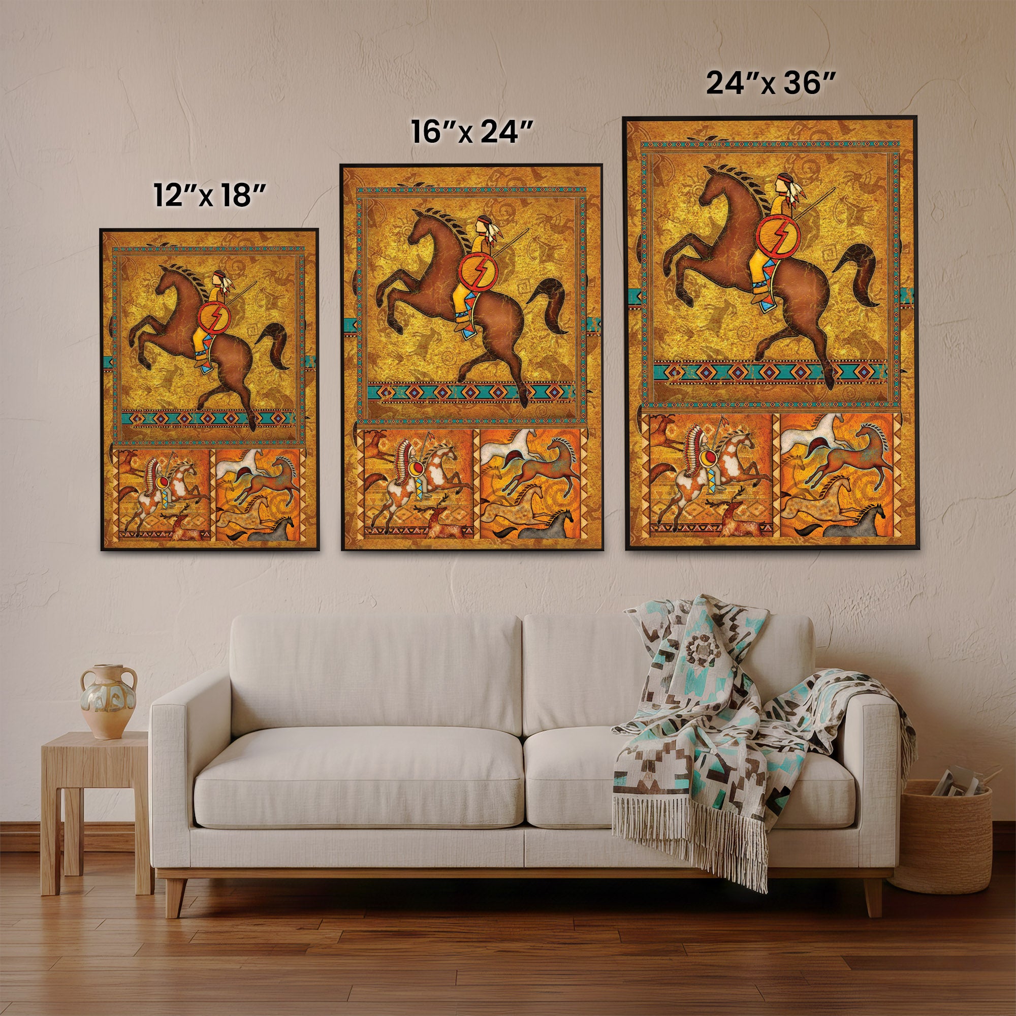 The Orange Native American Horse Poster/Canvas