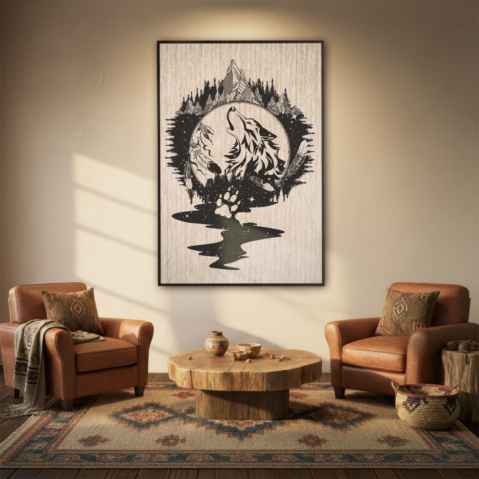 The Native American Howling Wolf Poster/Canvas