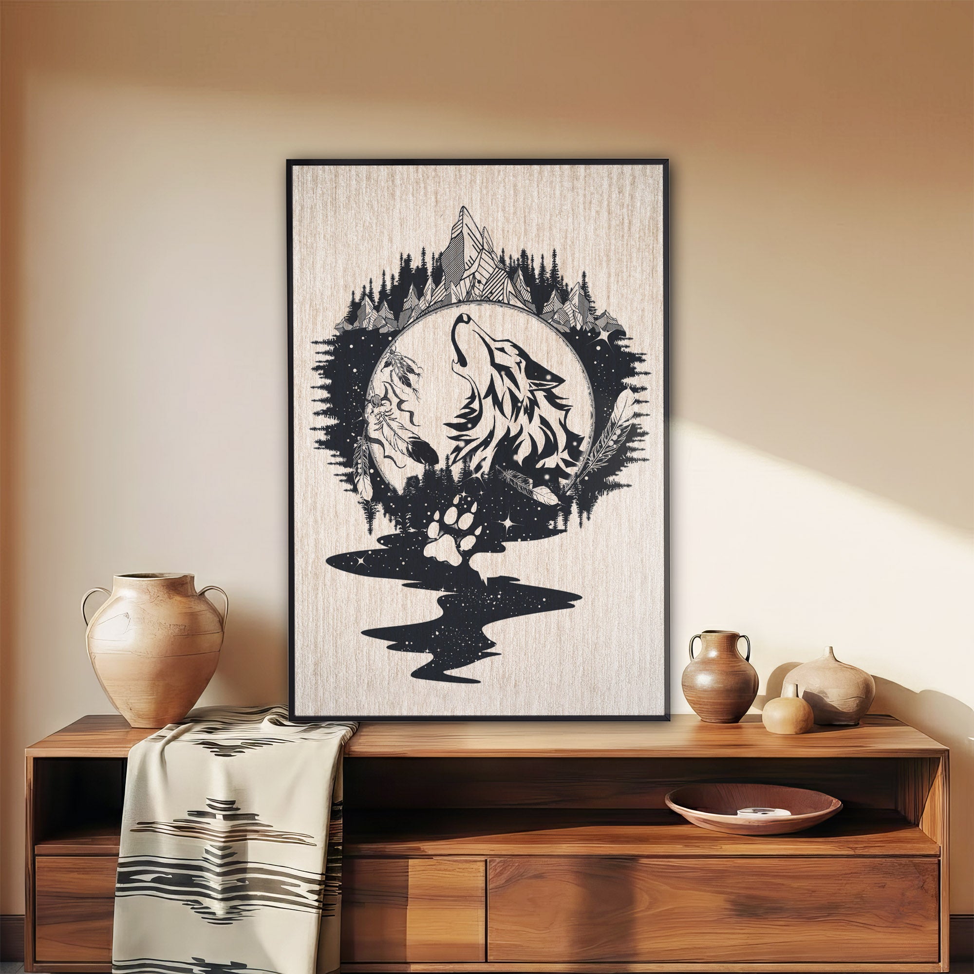 The Native American Howling Wolf Poster/Canvas