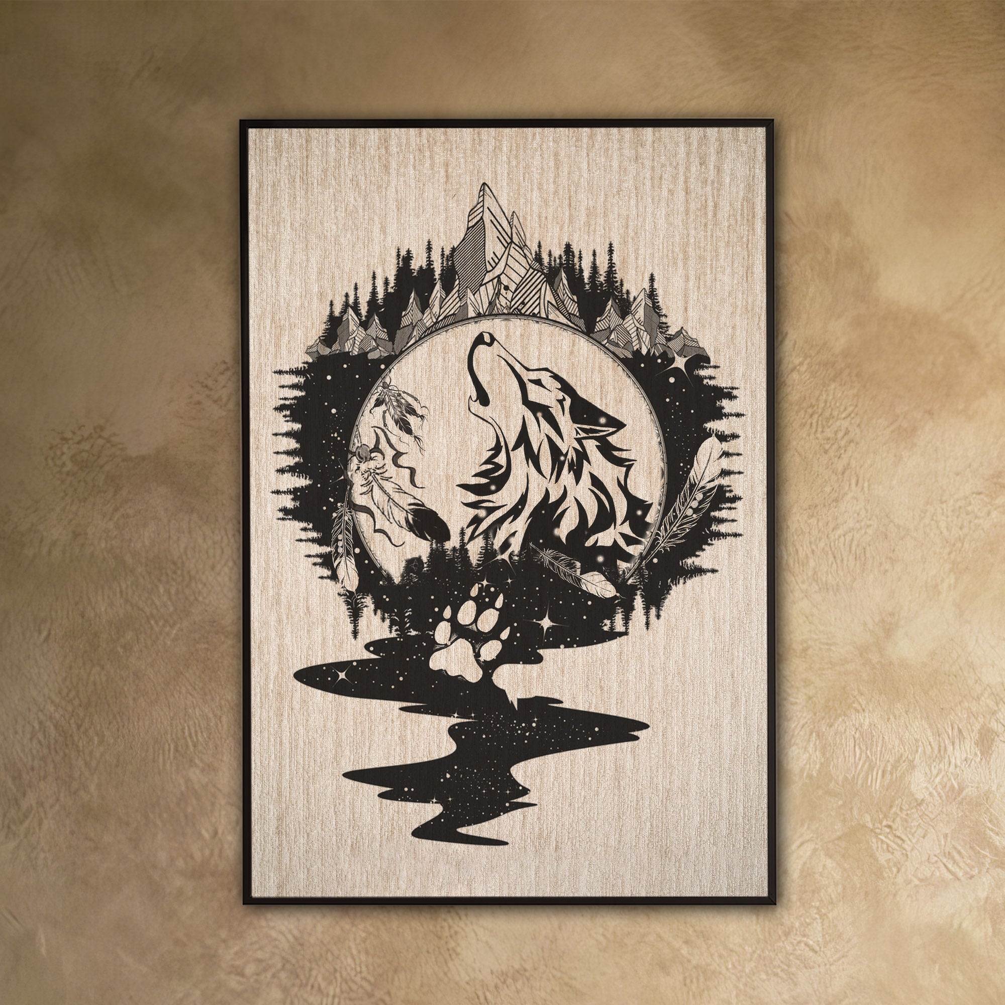 The Native American Howling Wolf Poster/Canvas