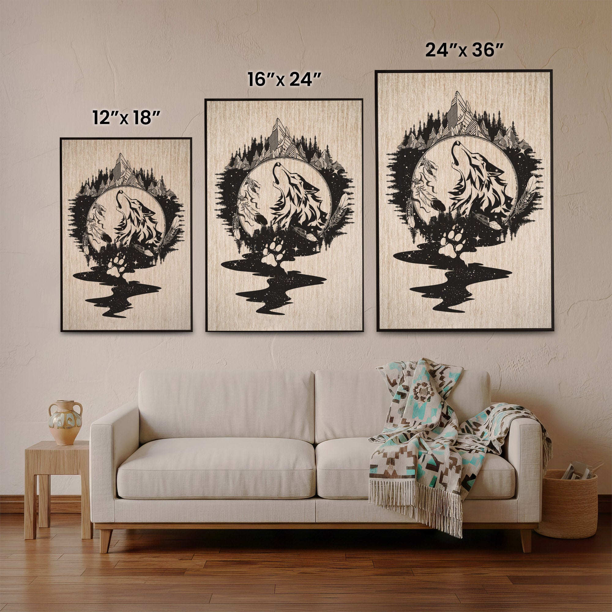 The Native American Howling Wolf Poster/Canvas