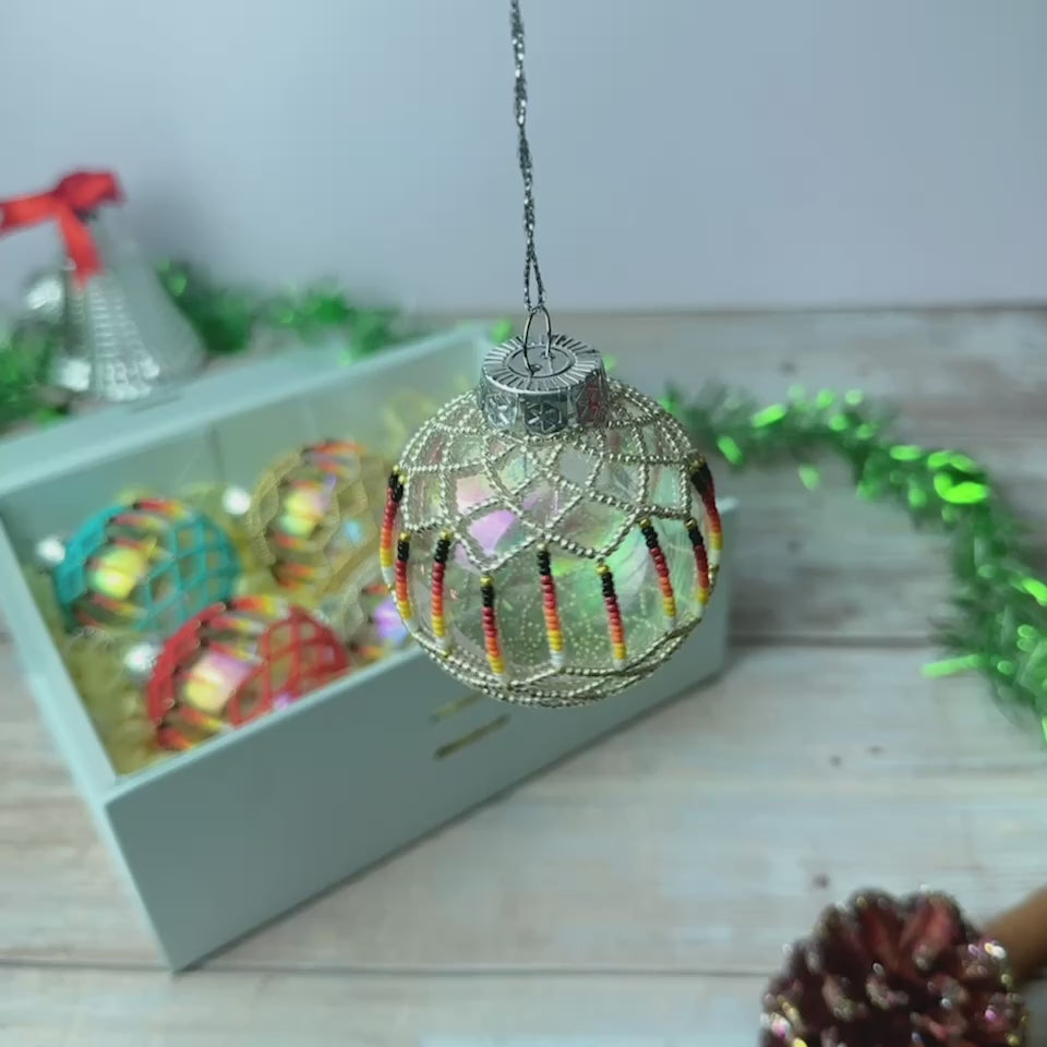 Gold Beaded Handmade Ornament Holiday Decor Gifts