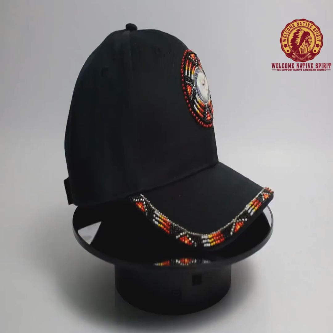 SALE 50% OFF - Bear Paw Baseball Cap With Patch Brim Unisex Native American Style