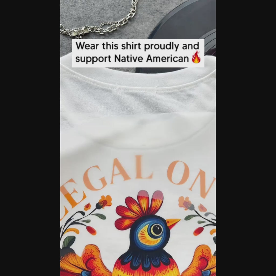 No One Is Illegal On Stolen Land. We Walk On Native Land - Two Sides - Red -  Unisex T-Shirt/Hoodie/Sweatshirt