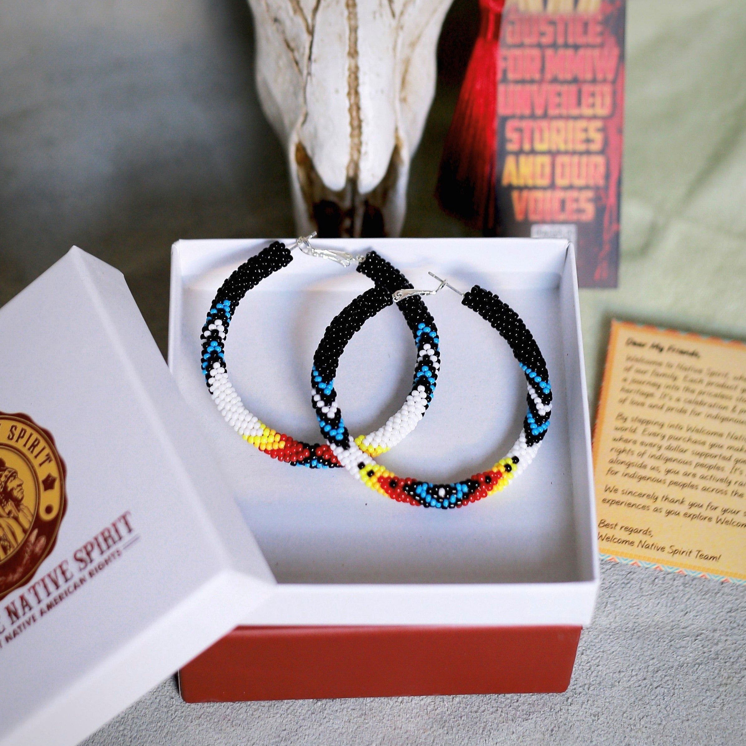 SALE 50% OFF - Handmade Black Dusk Pattern Beaded Earrings for Women