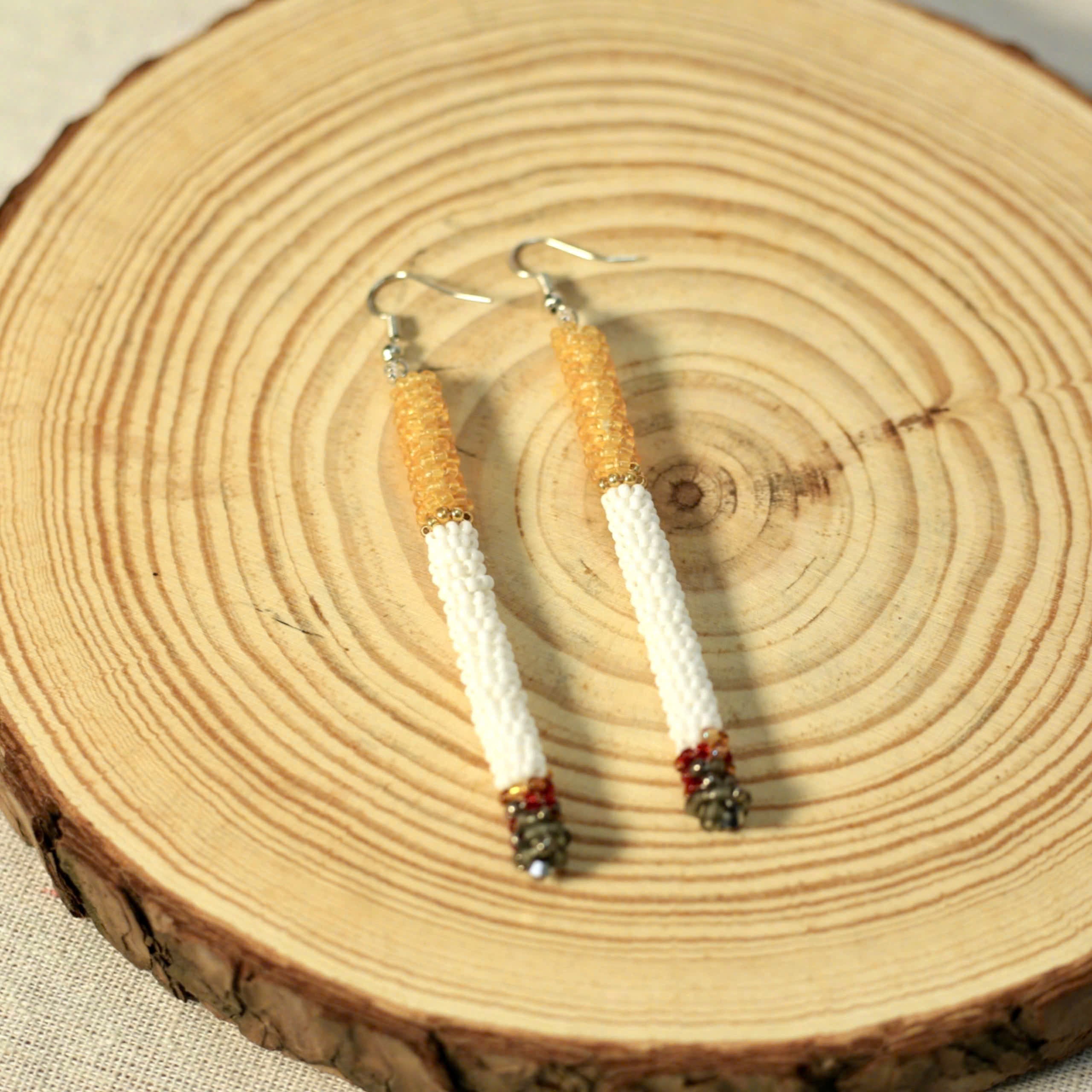 Handmade Dangle Half-Burnt Cigarette Earrings