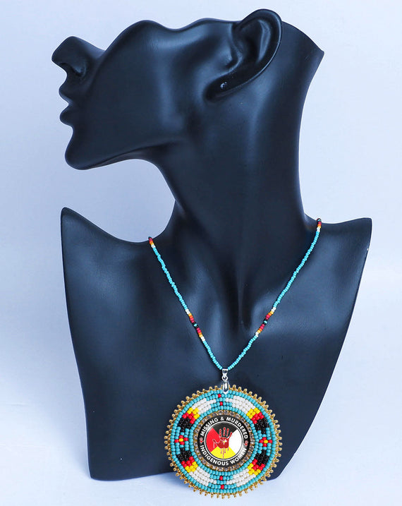 SALE 50% OFF - MMIW Handmade Beaded Wire Necklace Pendant For Women With Native American Style