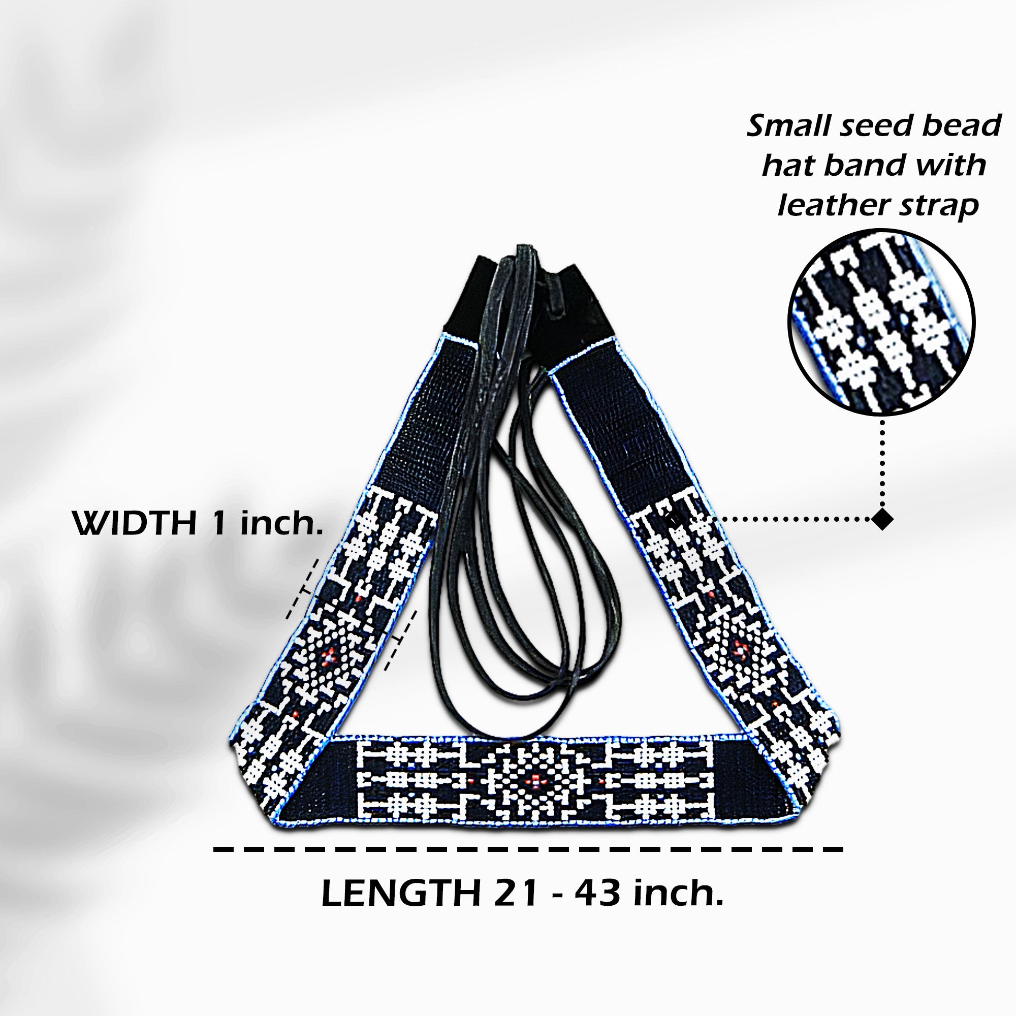 SALE 30% OFF - Medicine man’s Eye Beadwork Blue Black Beaded Cowboy Hat Band Belt IBL