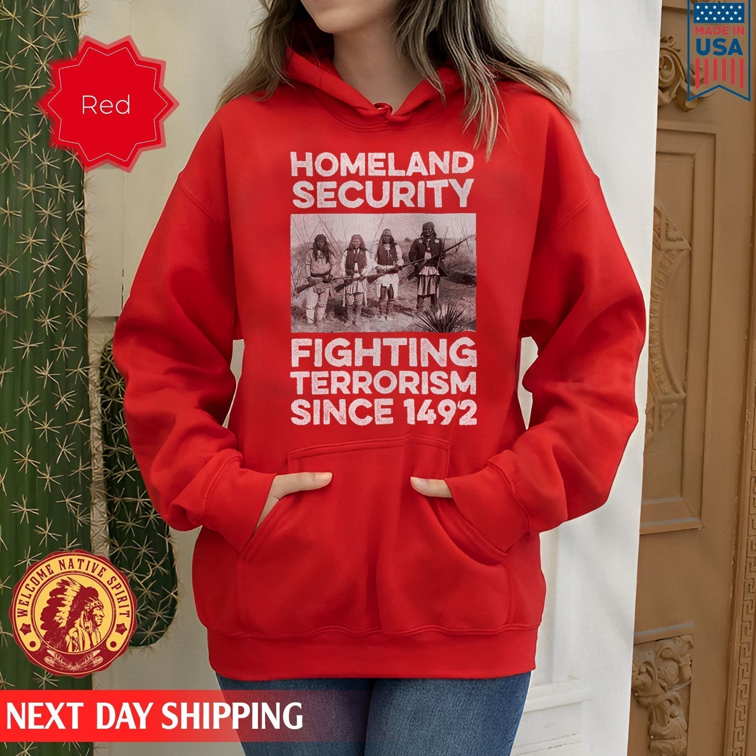 Native American Homeland Security Fighting Terrorism Since 1492 Four Man Fighting Unisex T-Shirt/Hoodie/Sweatshirt