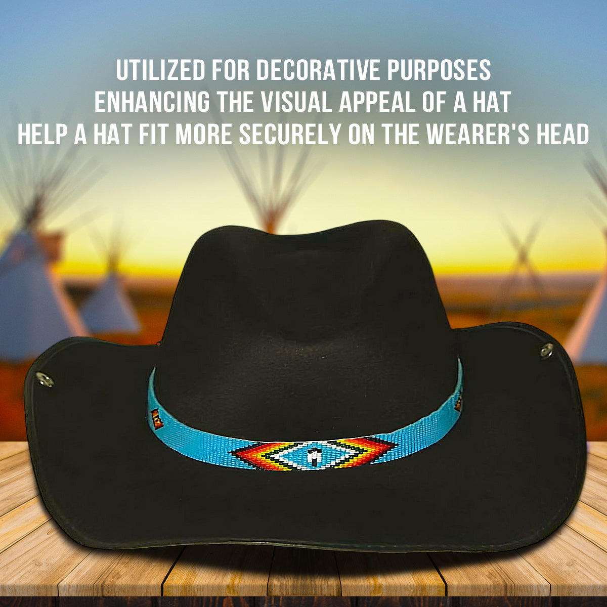 SALE 30% OFF - Turquoise Blue Red Black man’s Symbol Beadwork Cowboy Hat Band Waist Belt IBL