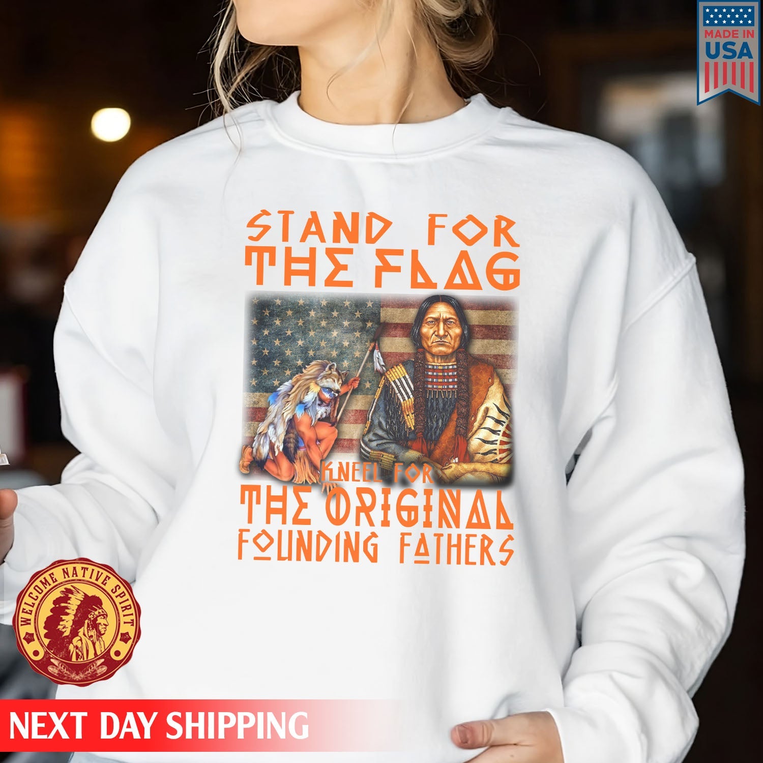 Native American Stand For The Flag Kneel For The Original Founding Fathers Unisex T-Shirt/Hoodie/Sweatshirt