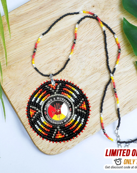 SALE 50% OFF - MMIW Sunburst Handmade Beaded Wire Necklace Pendant Unisex With Native American Style