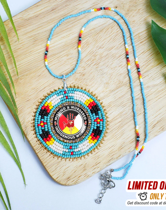 SALE 50% OFF - MMIW Handmade Beaded Wire Necklace Pendant For Women With Native American Style