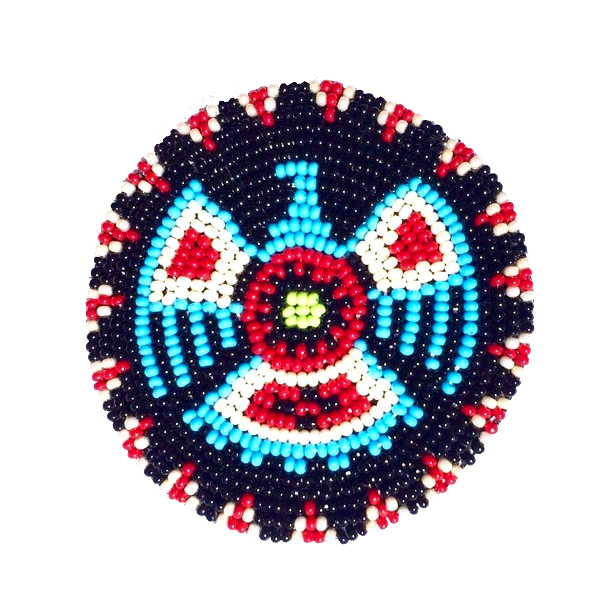 SALE 50% OFF - Dark Blue Thunderbird Beaded Patch Necklace Pendant