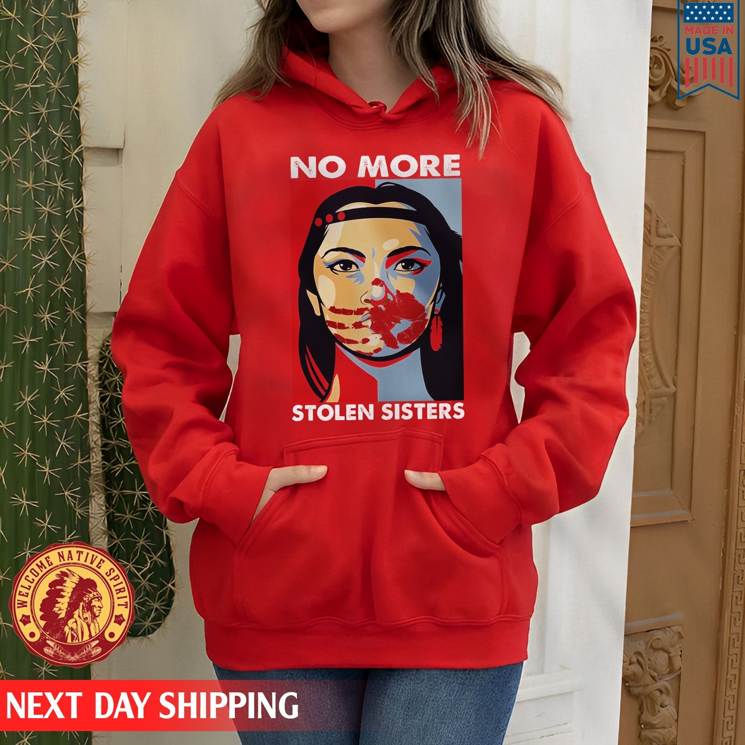 MMIW - No More Stolen Sisters Red Hand Unisex Shirt 019