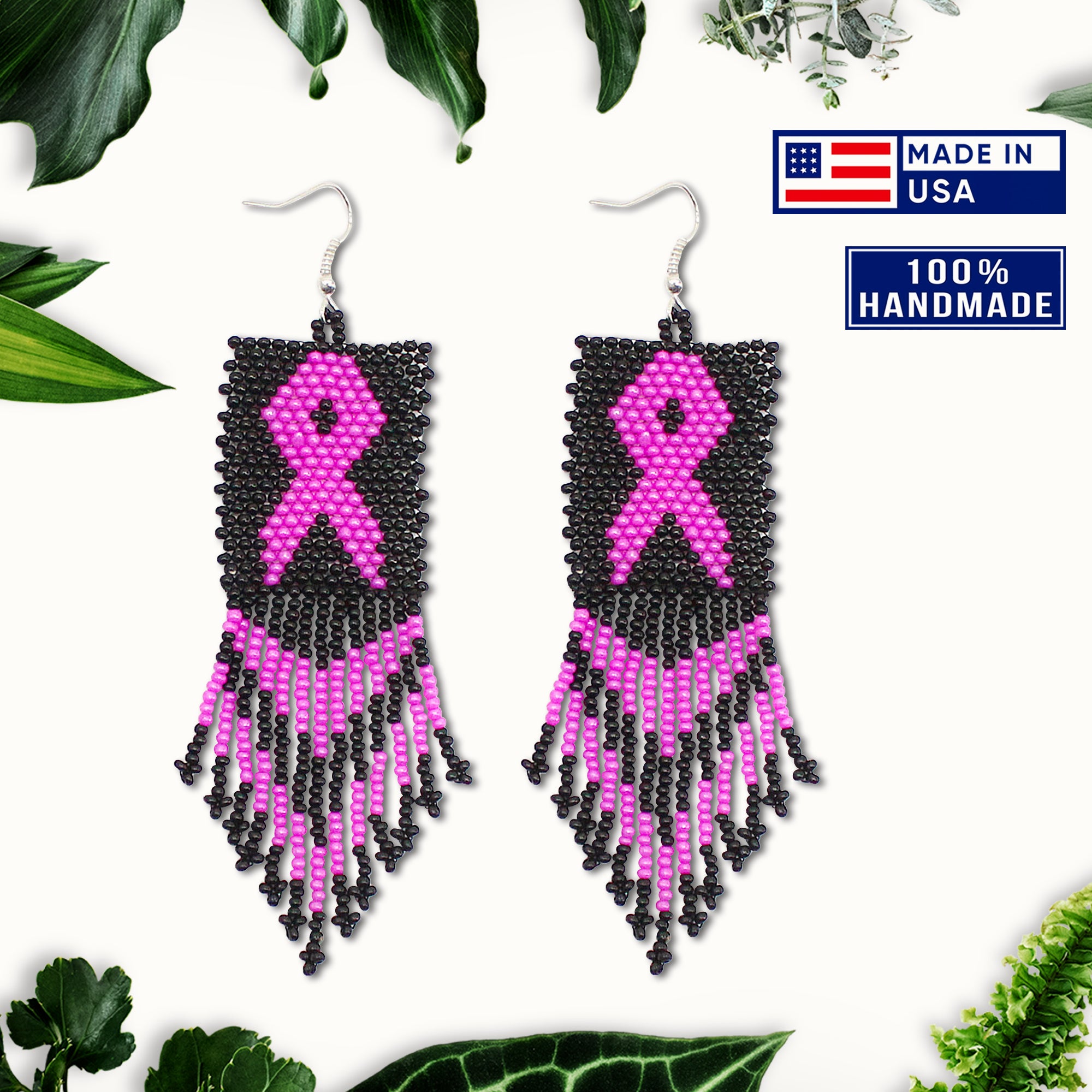 Beaded earrings fashion breast cancer awareness