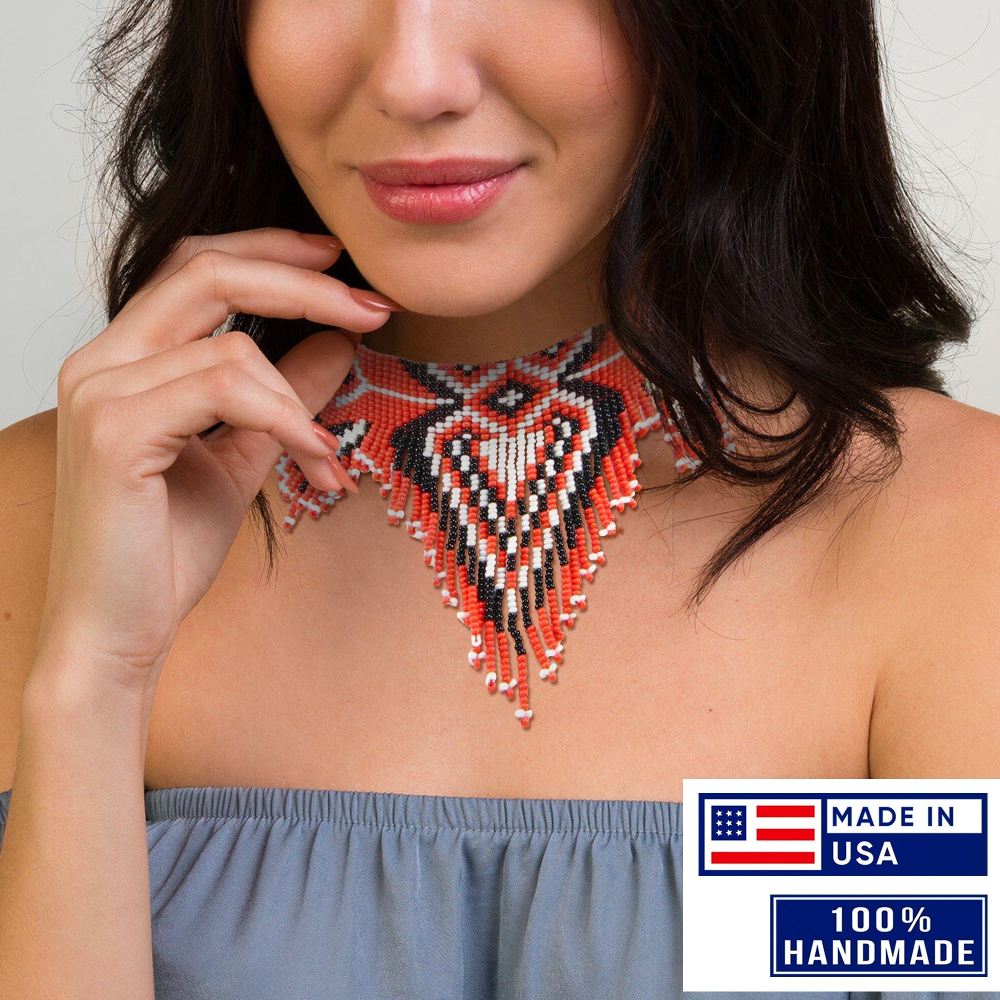 Native american beaded choker necklace hotsell