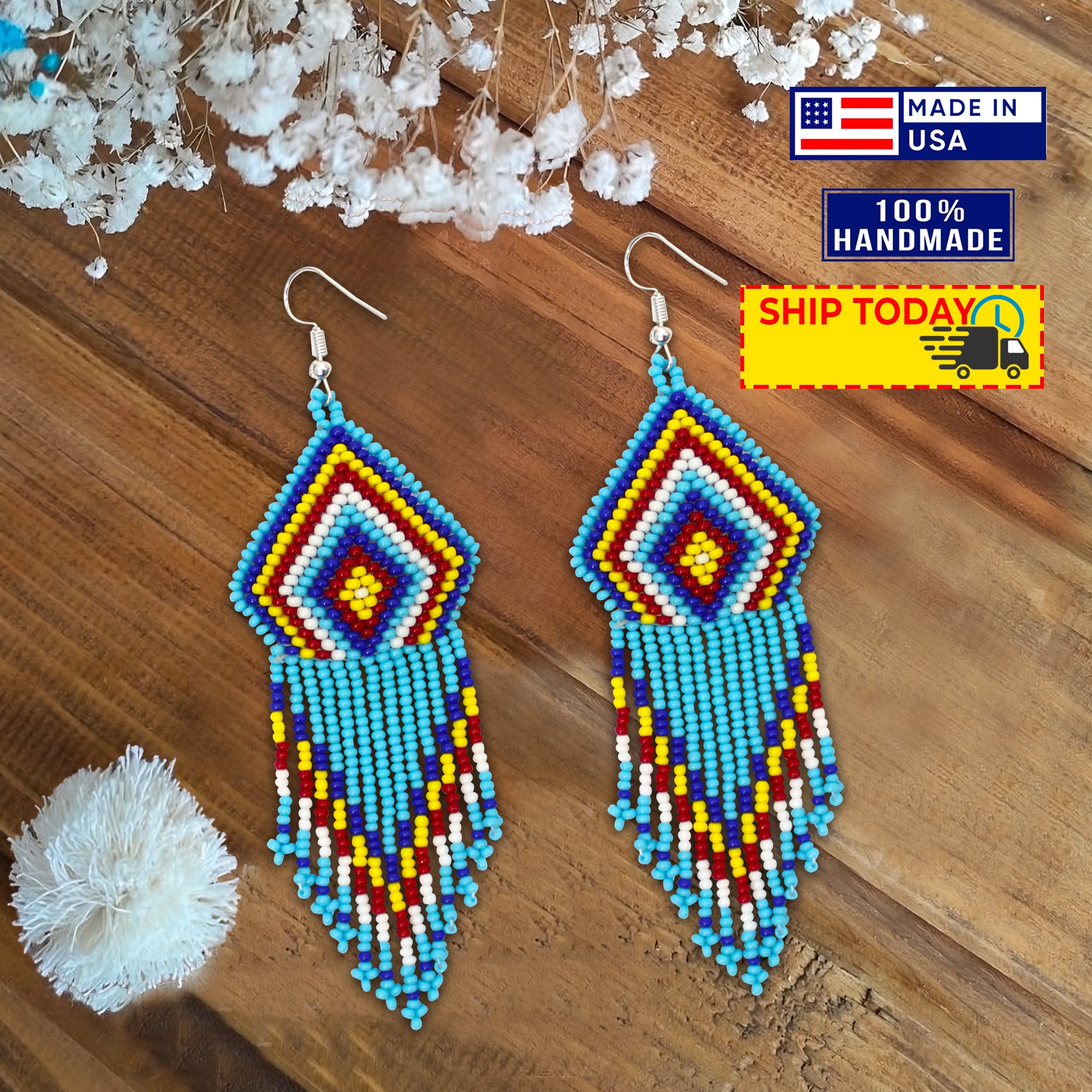 SALE 50 % OFF - Turquoise Blue Beaded Choker Necklace Earrings Set