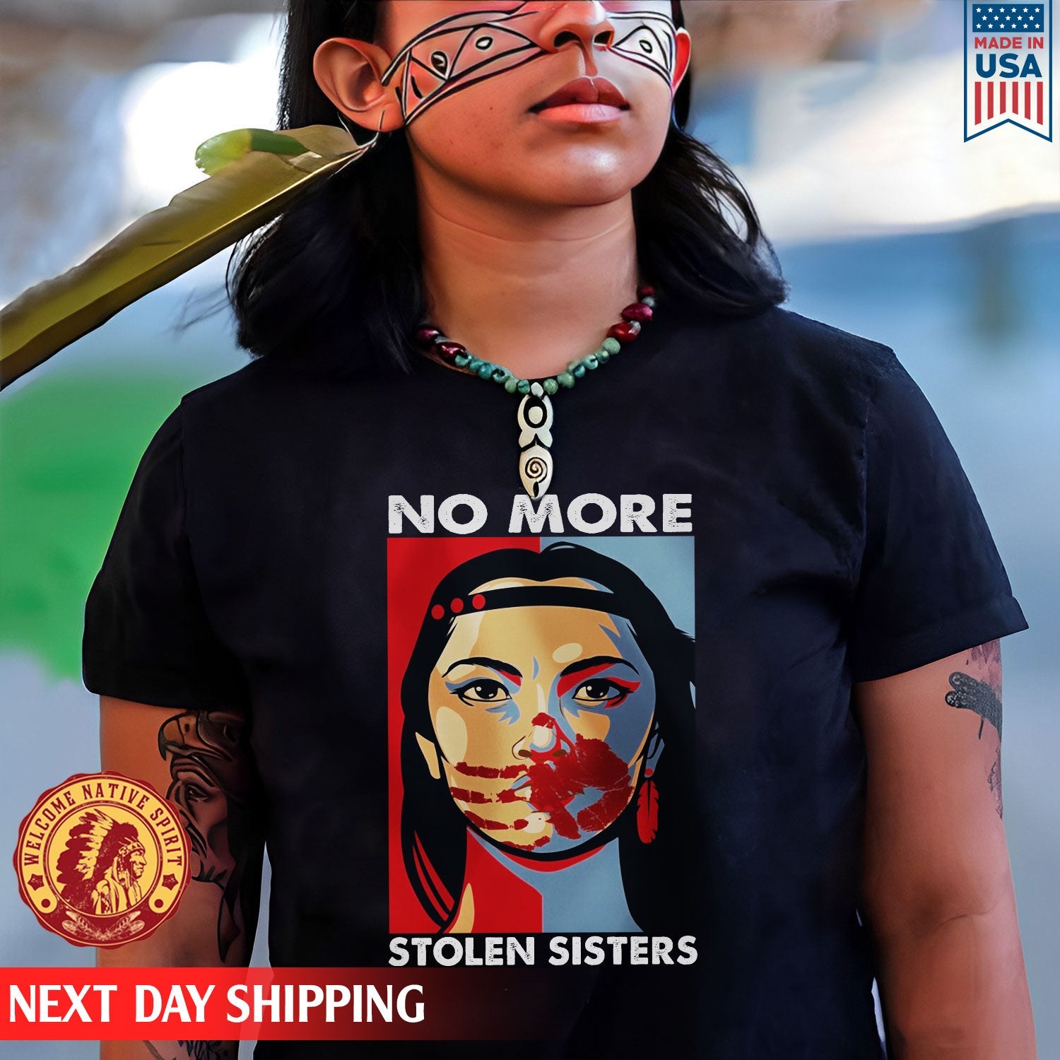 MMIW - No More Stolen Sisters Red Hand Woman Shirt 019